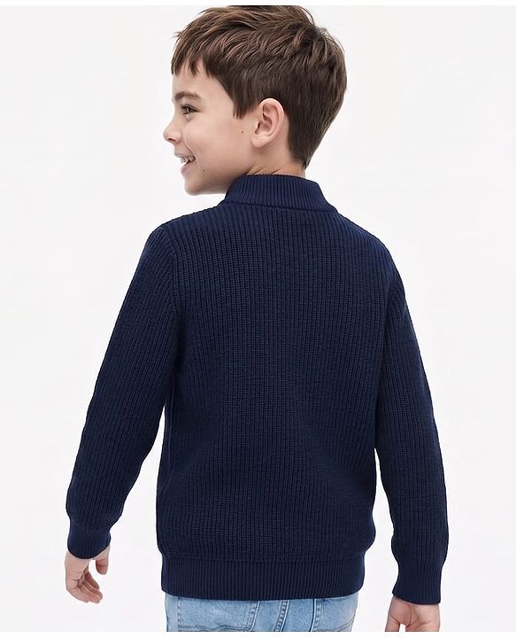 Pine Kids Knit Full Sleeves Sweater - Navy Blue