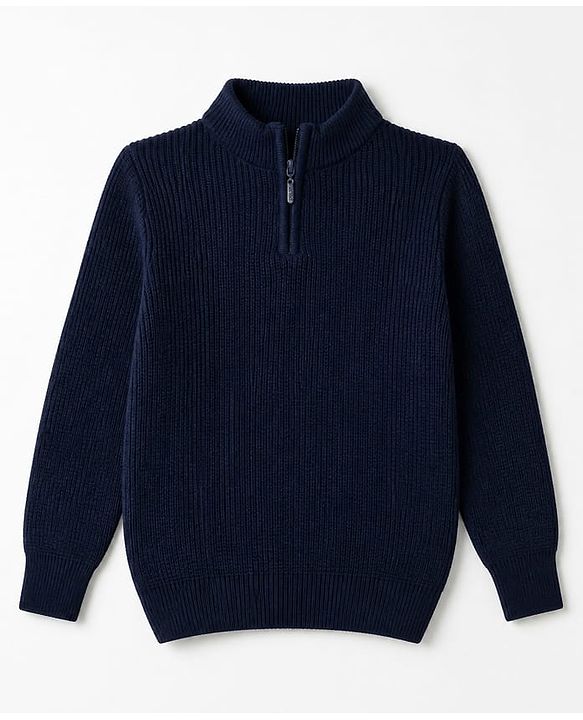 Pine Kids Knit Full Sleeves Sweater - Navy Blue