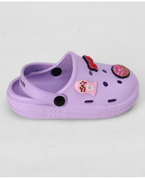 Pine Kids Backstrap Closure Clogs With Applique - Purple