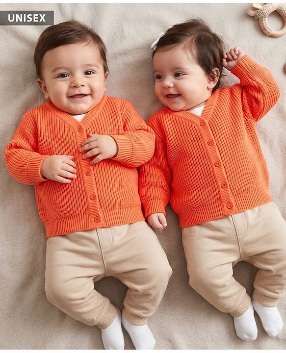 Babyhug Knit Full Sleeves Solid Colour Front Open Sweater - Maroon