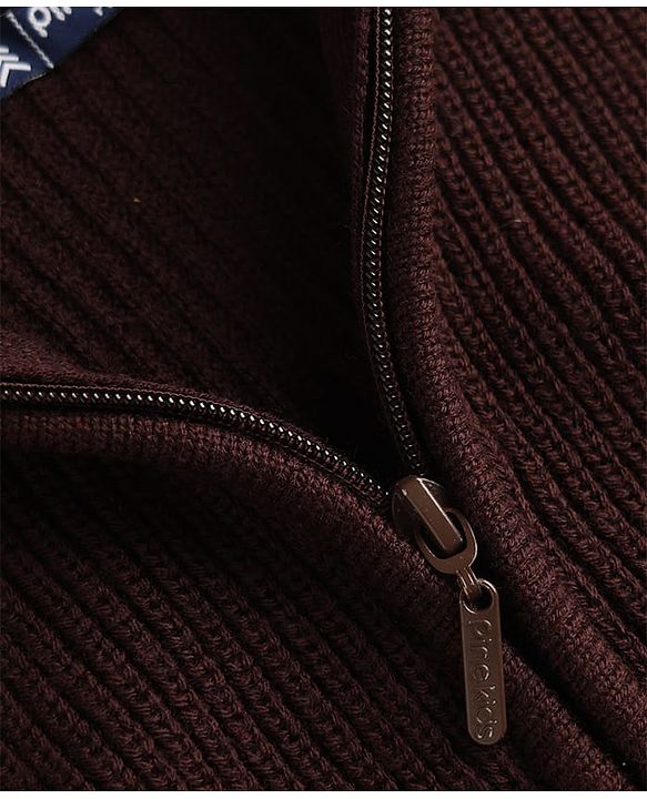 Pine Kids Knit Sleeveless Front Open Hooded Sweater - Brown