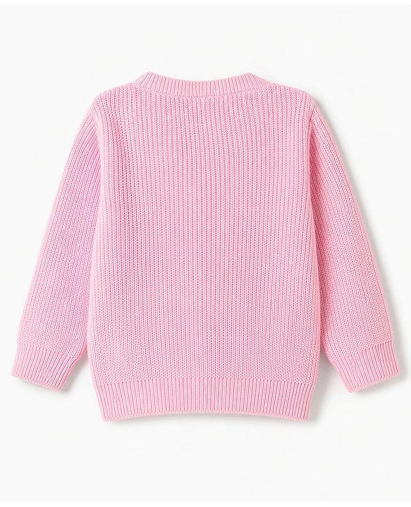 Babyhug Knit Full Sleeves Solid Colour Front Open Sweater - Maroon