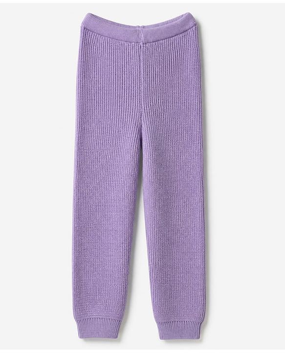 Pine Kids Knit Full Sleeves Solid Sweater Set - Purple