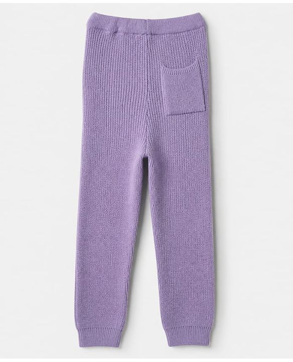 Pine Kids Knit Full Sleeves Solid Sweater Set - Purple