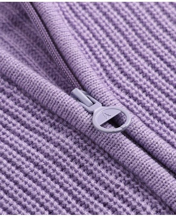 Pine Kids Knit Full Sleeves Solid Sweater Set - Purple