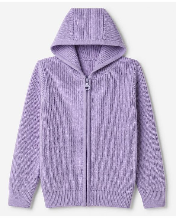 Pine Kids Knit Full Sleeves Solid Sweater Set - Purple