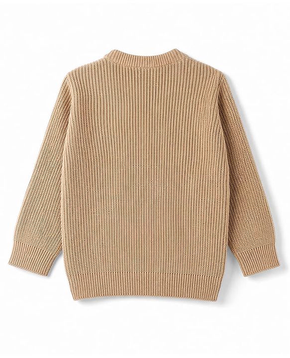 Babyhug Knit Full Sleeves Solid Colour Front Open Sweater - Maroon