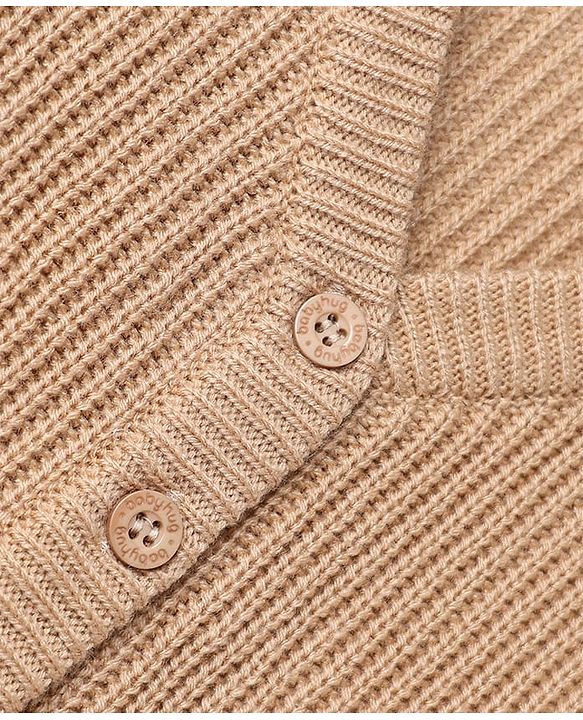 Babyhug Knit Full Sleeves Solid Front Open Sweater - Ivory