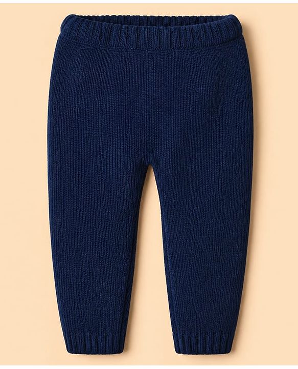 Babyhug Knit Full Sleeves Sweater and Pant Set with Stripes - Blue