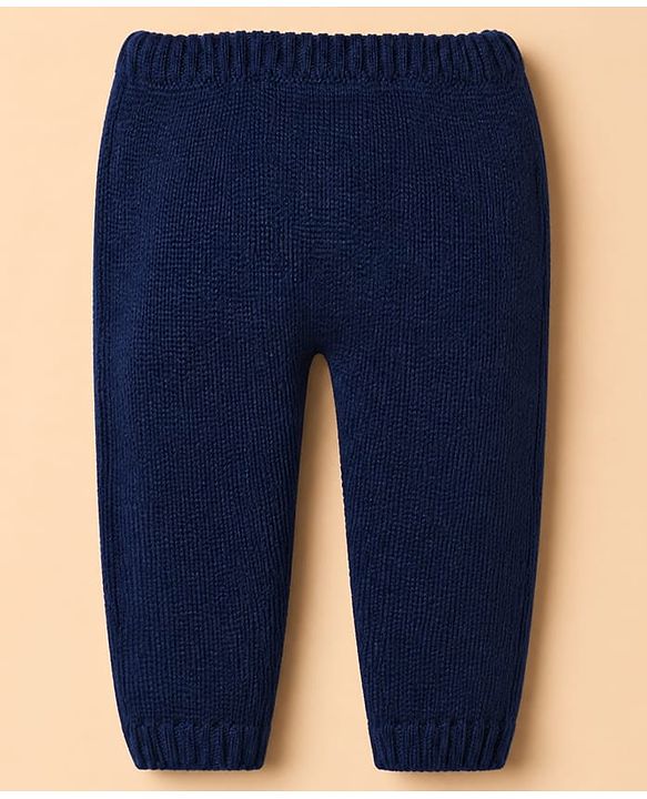 Babyhug Knit Full Sleeves Sweater and Pant Set with Stripes - Blue