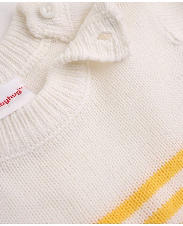 Babyhug Knit Full Sleeves Sweater and Pant Set with Stripes - Blue