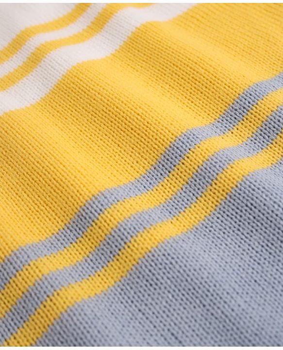 Babyhug Knit Full Sleeves Sweater and Pant Set with Stripes - Blue, Yellow