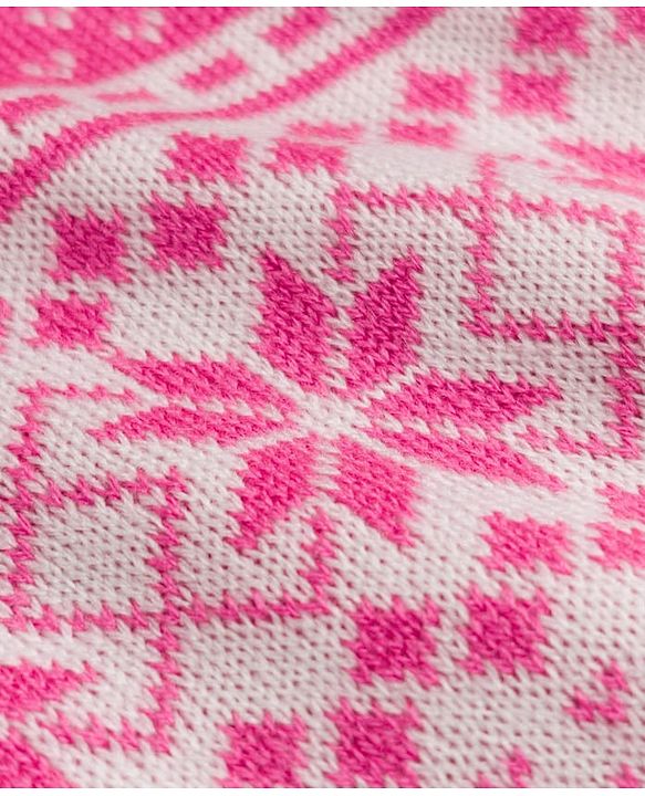 Babyhug Knit Full Sleeves Sweater Set With Floral Design - Pink
