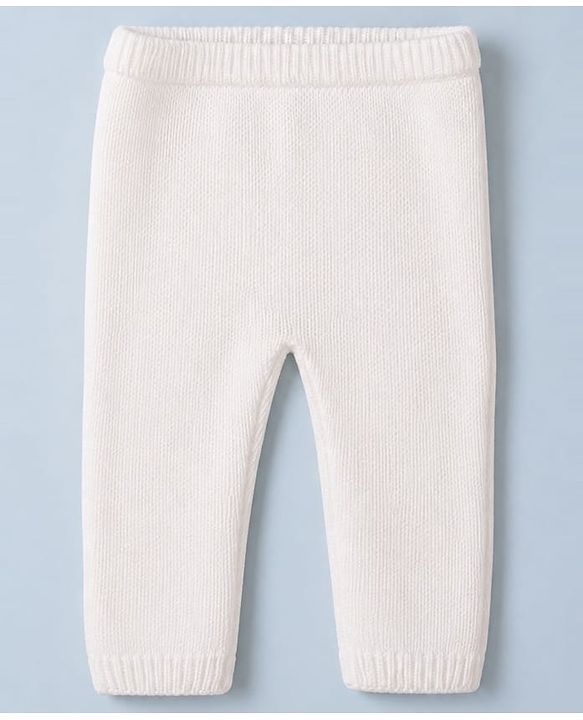 Babyhug Knit Full Sleeves Front Open Sweater and Pant Set with Stripes - White