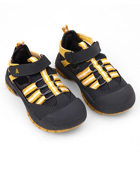 Pine Kids Velcro Closure Striped Sandals - Grey
