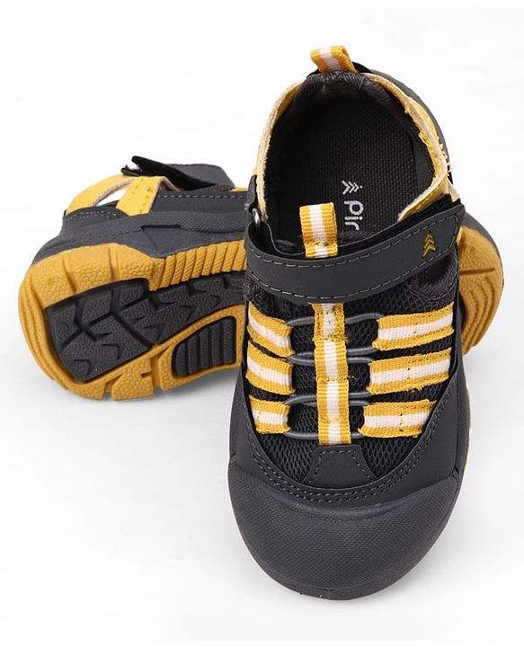 Pine Kids Velcro Closure Striped Sandals - Grey
