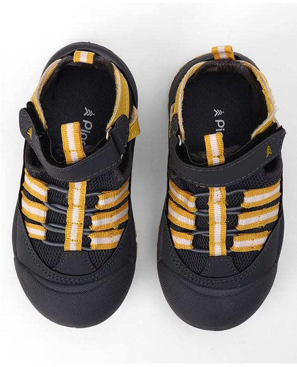 Pine Kids Velcro Closure Striped Sandals - Grey