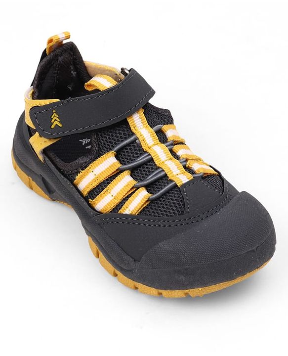 Pine Kids Velcro Closure Striped Sandals - Grey