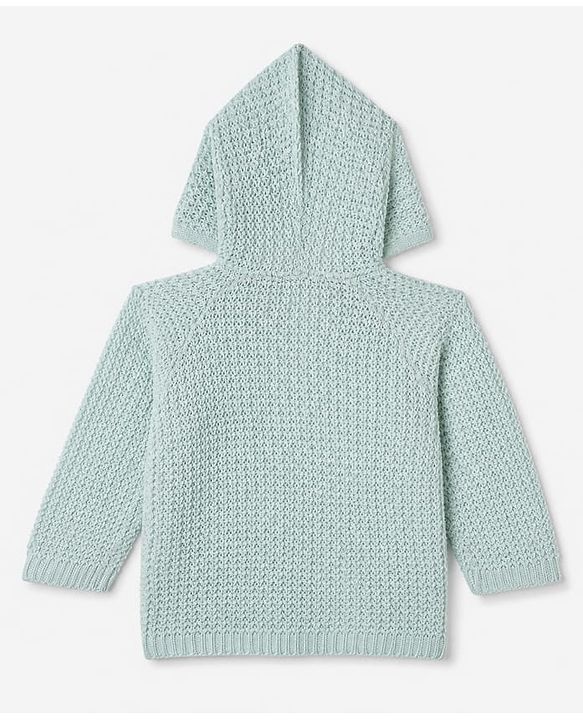 Babyhug Knit Full Sleeves Hooded Sweater & Pant Set with Cable Knit - Aqua Blue