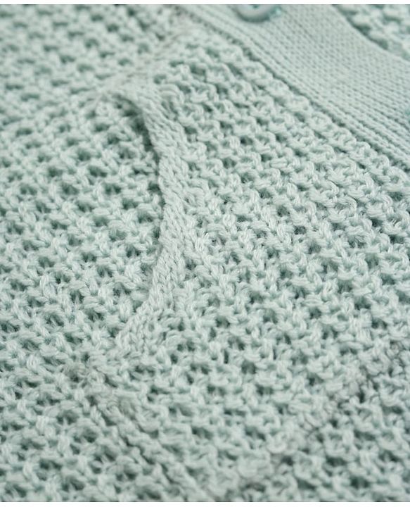 Babyhug Knit Full Sleeves Hooded Sweater & Pant Set with Cable Knit - Aqua Blue