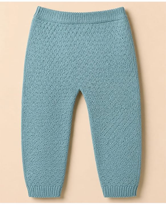 Babyhug Knit Full Sleeves Sweater & Pant Set with Color Block - Blue