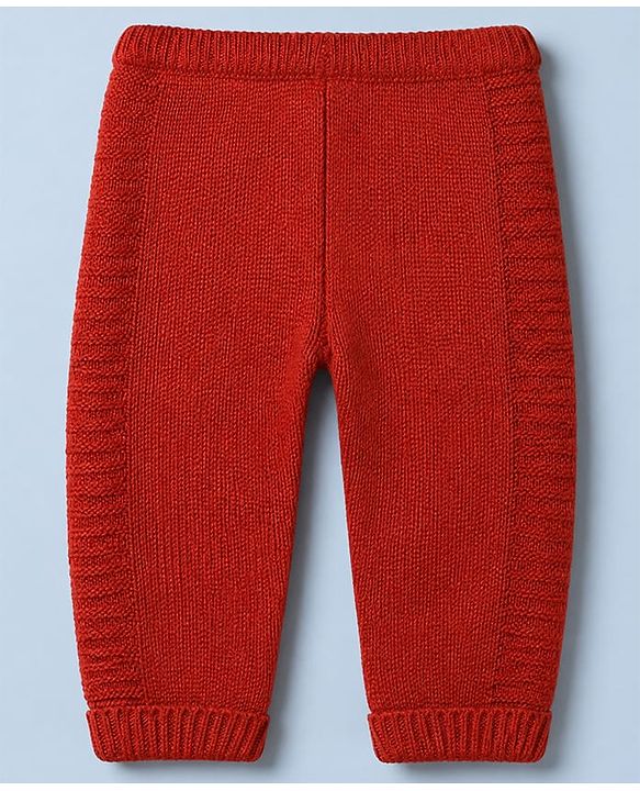 Babyhug Knit Full Raglan Sleeves Striped Sweater & Pant Set - Dark Red, White