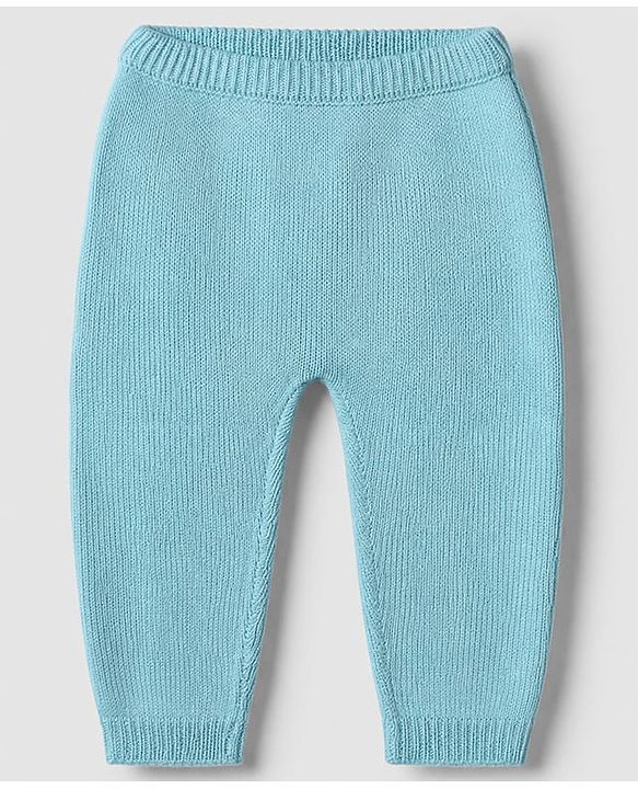 Babyhug Knit Full Sleeves Sweater & Pant Set with Argyle Embroidery - Blue