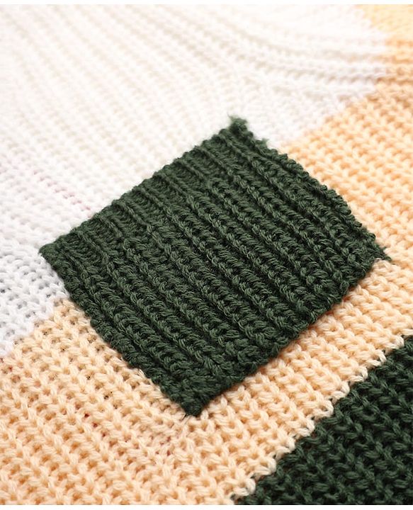 Babyhug Knit Full Sleeves Sweater & Pant Set with Color Block - Green