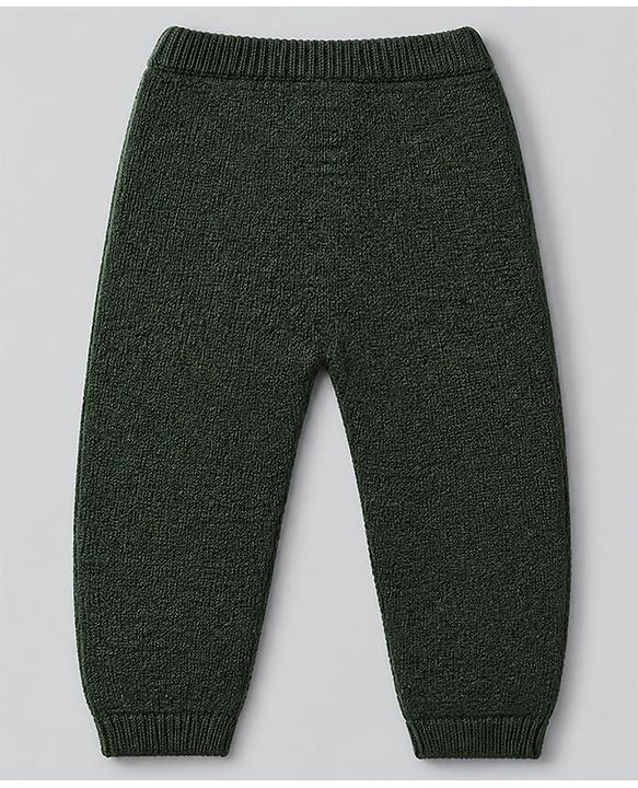 Babyhug Knit Full Sleeves Sweater & Pant Set with Color Block - Green