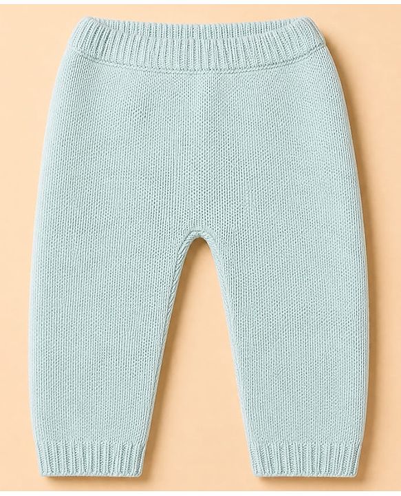 Babyhug Knit Full Sleeves Sweater and Pant Set with Stripes & Color Block - Light Blue