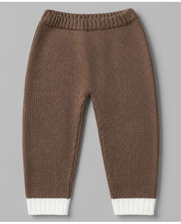 Babyhug Knit Full Sleeves Sweater and Pant Set with Cable Knit Design & Color Block - Beige &, Blue