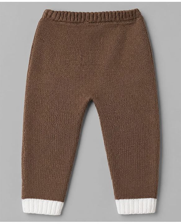 Babyhug Knit Full Sleeves Sweater and Pant Set with Cable Knit Design & Color Block - Beige &, Blue