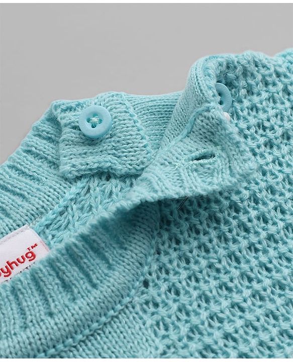 Babyhug Knit Full Sleeves Sweater and Pant Set with Cable Knit Design & Color Block - Beige &, Blue