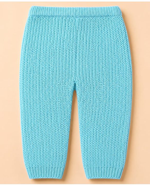 Babyhug Knit Full Sleeves Sweater and Pant Set with Color Block - Blue