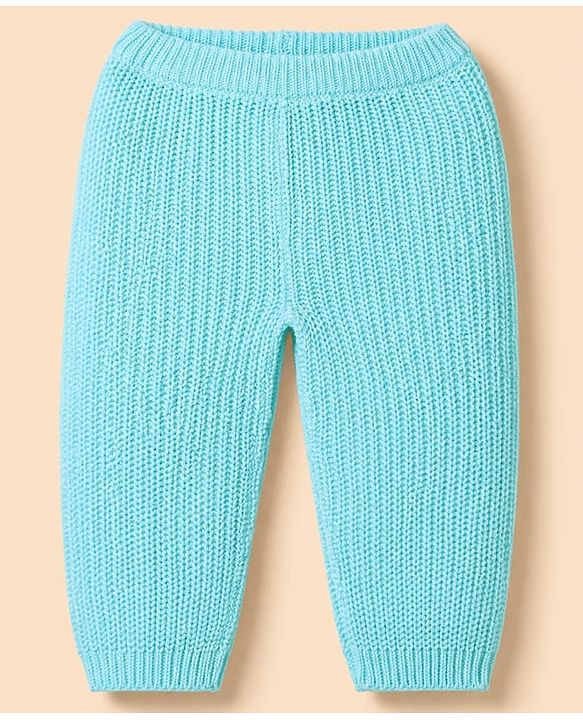 Babyhug Knit Full Sleeves Sweater and Pant Set with Color Block - Blue