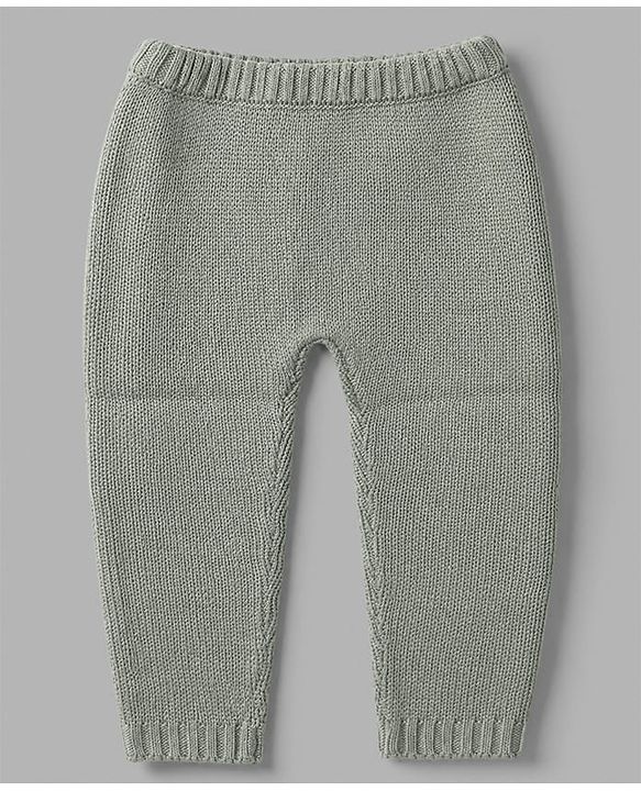 Babyhug Knit Full Sleeves Sweater and Pant Set with Stripes - Mustard, Green