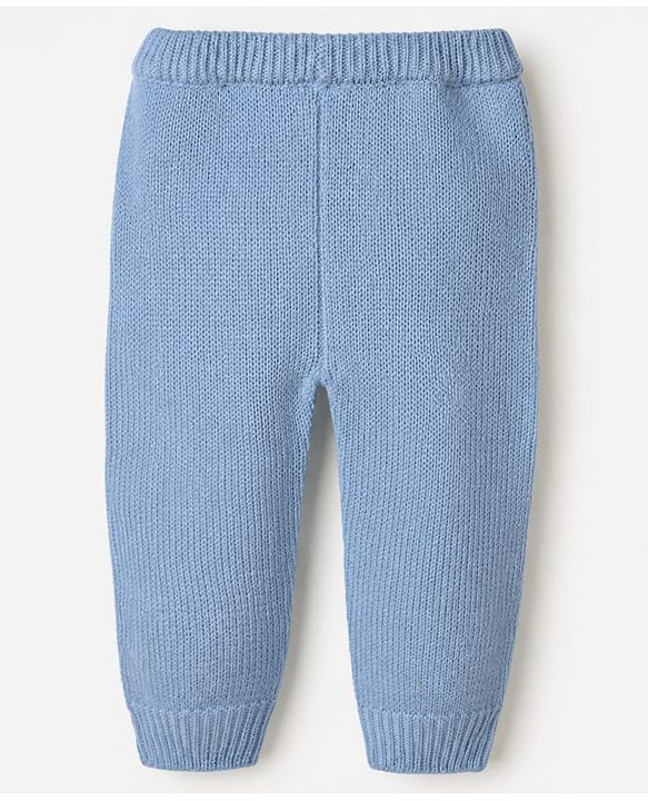 Babyhug Knit Full Sleeves Sweater and Pant Set with Color Block & Cable Knit - Blue
