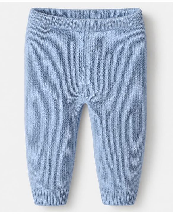 Babyhug Knit Full Sleeves Sweater and Pant Set with Color Block & Cable Knit - Blue