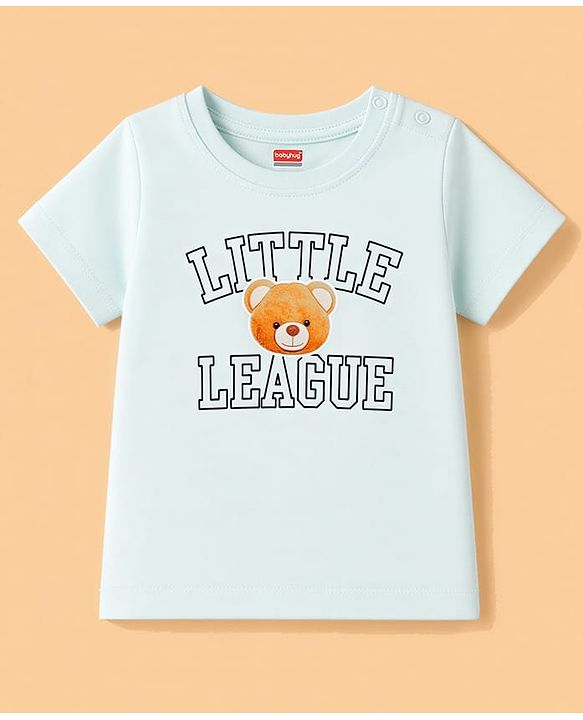 Babyhug 100% Cotton Single Jersey Knit Half Sleeves Bear Printed T-Shirt & Shorts Set - White & Grey