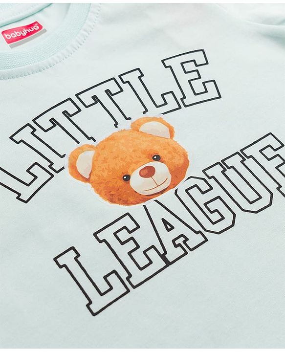 Babyhug 100% Cotton Single Jersey Knit Half Sleeves Bear Printed T-Shirt & Shorts Set - White & Grey