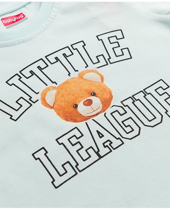Babyhug 100% Cotton Single Jersey Knit Half Sleeves Bear Printed T-Shirt & Shorts Set - White & Grey