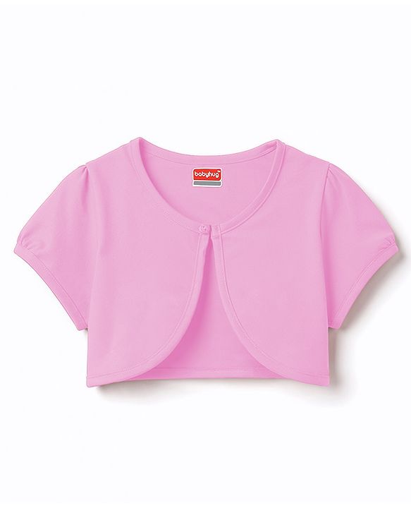 Babyhug Knit Half Sleeves Shrug With Strawberry Printed Frock - Pink