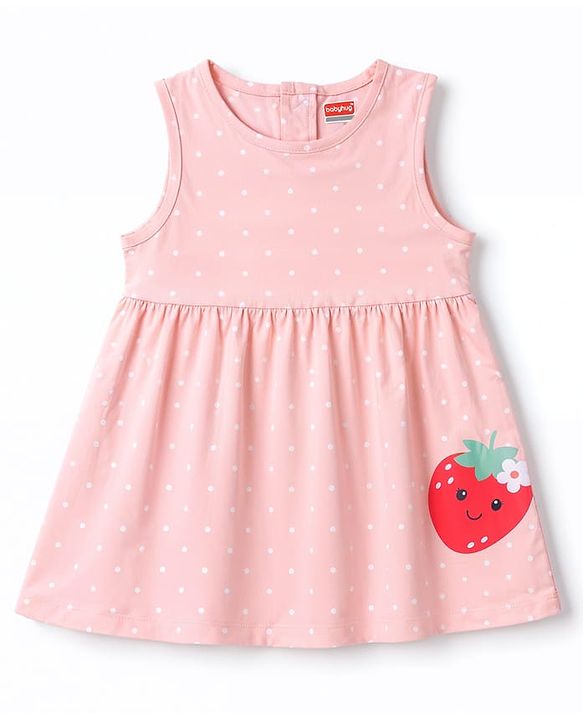 Babyhug Knit Half Sleeves Shrug With Strawberry Printed Frock - Pink