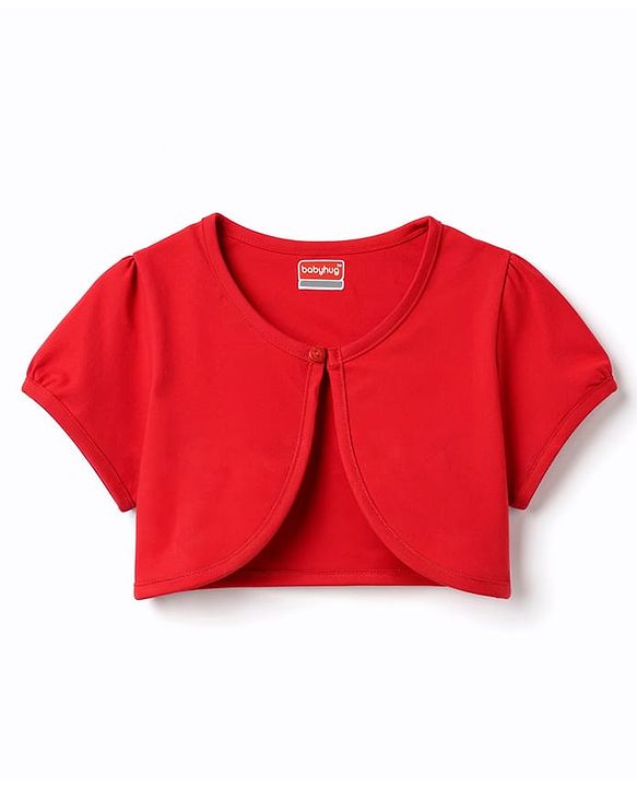 Babyhug Knit Half Sleeves Shrug With Strawberry Printed Frock - Pink