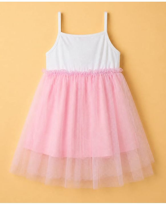 Babyhug Cotton Knit Frock with Full Sleeves Jacket Text Print - Pink