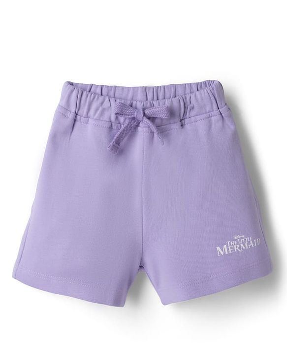 Babyhug Disney Single Jersey Knit Half Sleeve T-Shirt & Shorts With Disney Princess Front And Back Graphic - Pink & Lavender