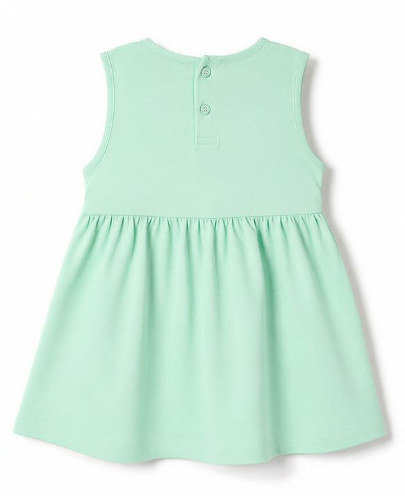 Babyhug Single Jersey Knit Half Sleeves Cat Printed Frock With Shrug - Green