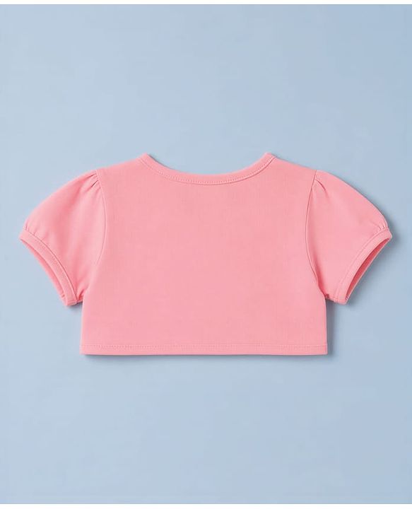Babyhug Cotton Knit Half Sleeves Frock with Shrug & Deer Floral Print - Pink