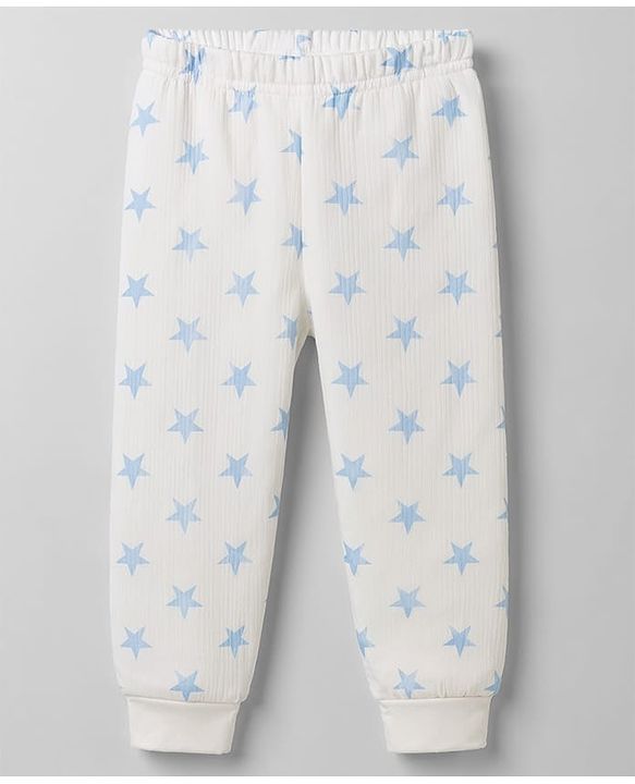 Babyhug Knit Full Sleeves Star Printed Thermal Wear Set with Vest - Off White