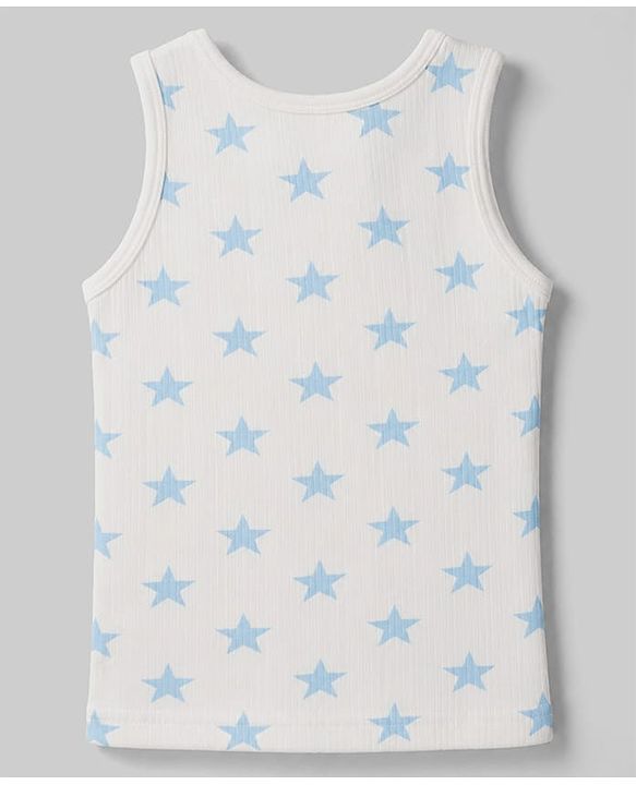 Babyhug Knit Full Sleeves Star Printed Thermal Wear Set with Vest - Off White
